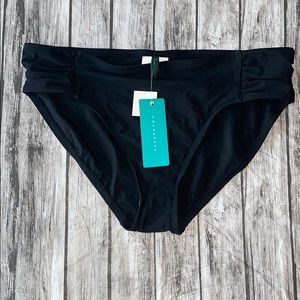 Aqua Green Black Hipster Bikini Bottom Side Cinch